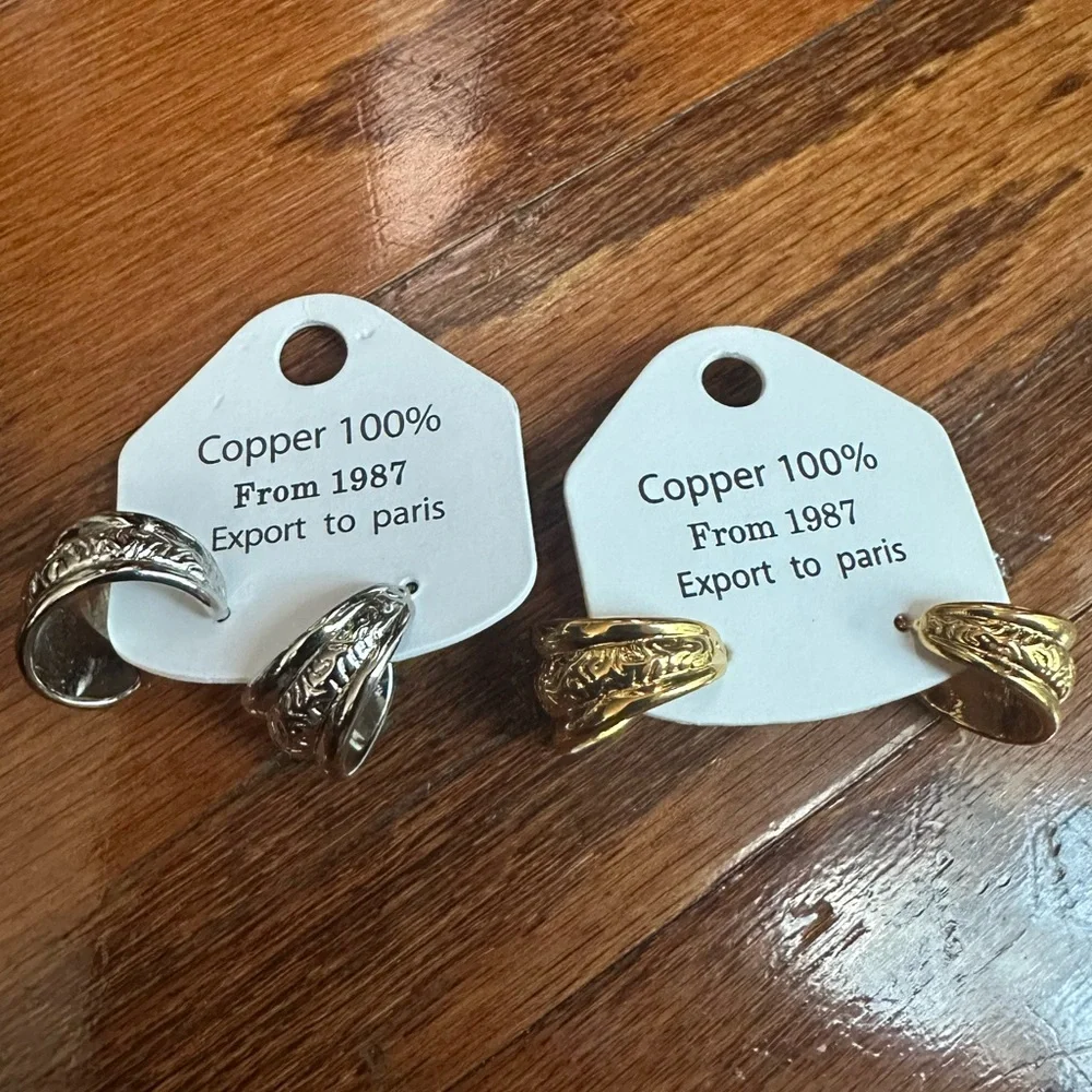 Gold and Silver Twisted Hoop Earrings 2 Pairs NWT